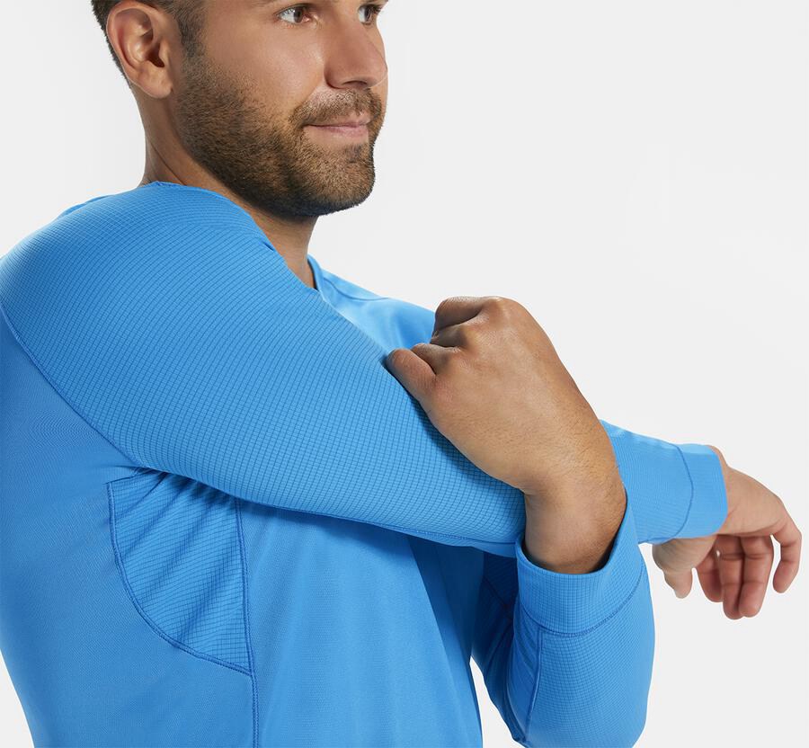 Hoka Australia One One Performance 3/4 Sleeve - Mens Tops Blue - XVRLC-0894